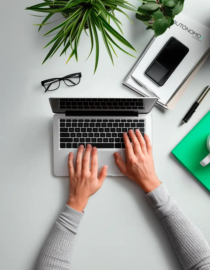 Persona iniciando su actividad como autónomo con la ayuda de los servicios de una gestoría profesional.