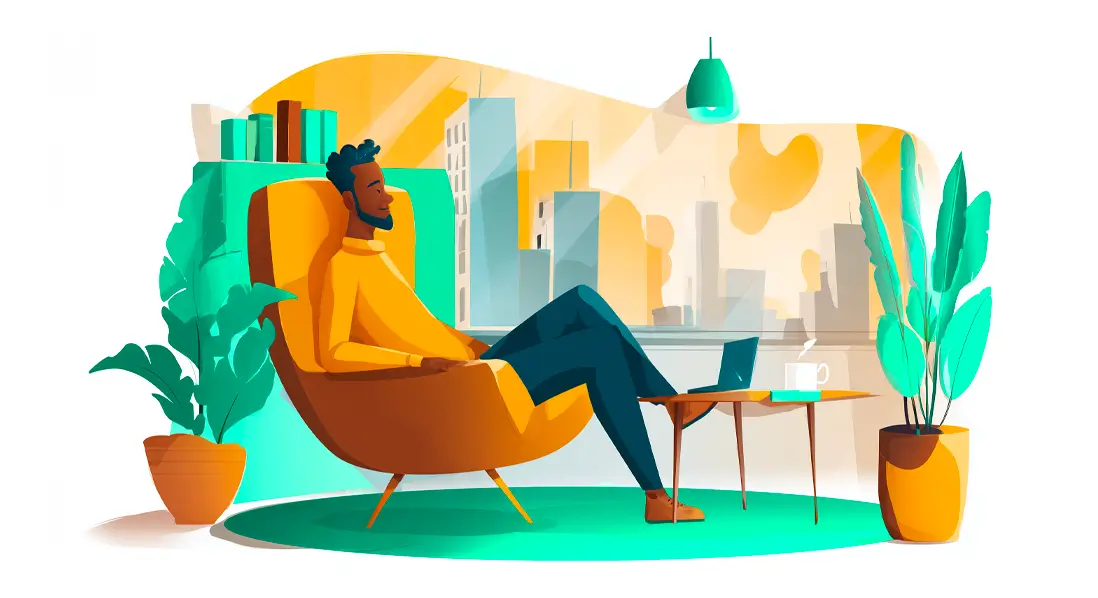 autónomo relajado sabiendo que sus gestiones están en buenas manos